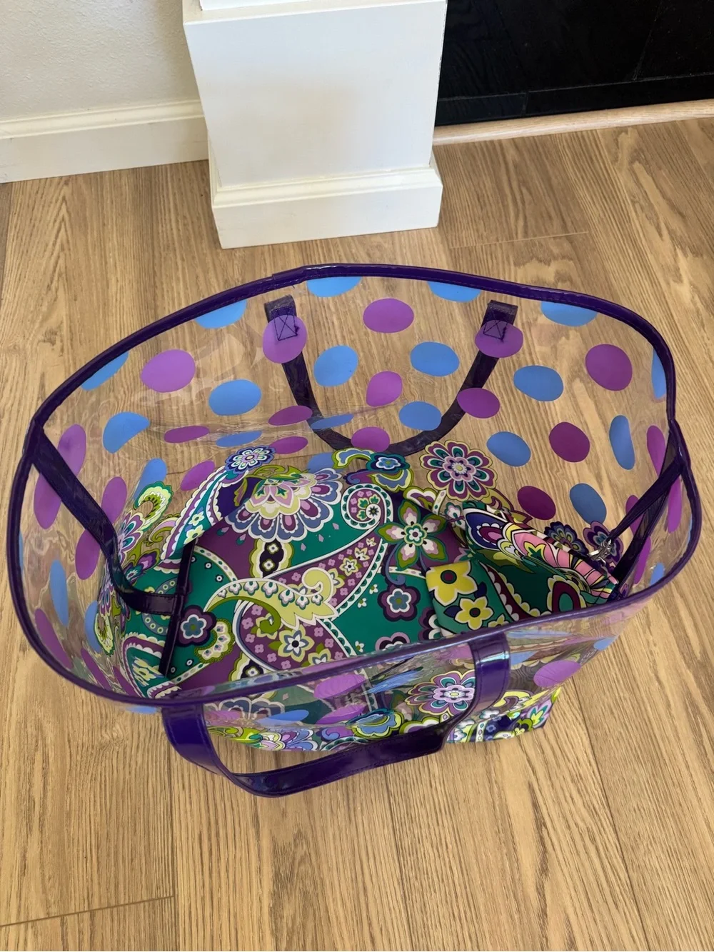 Vera Bradley clear PVC tote bag with matching zippered pouch